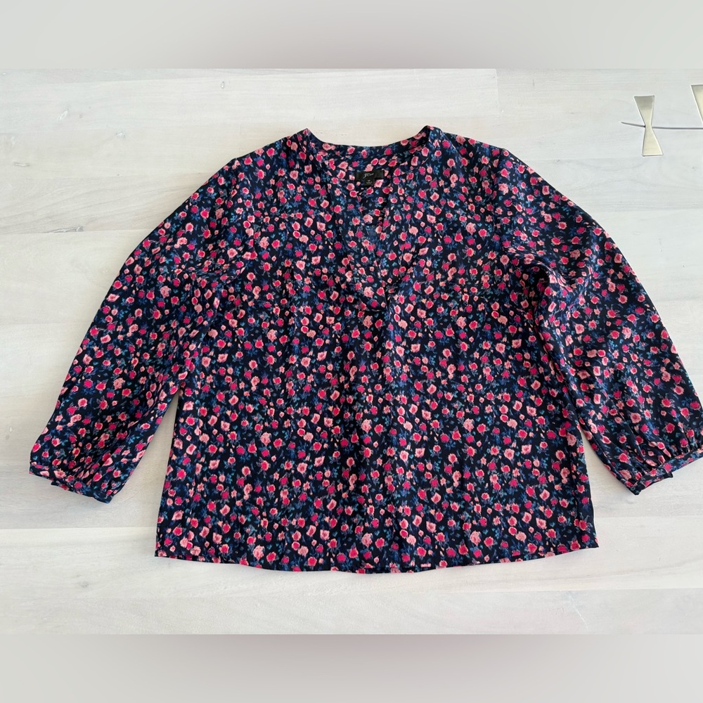 J. Crew Women's Floral Blouse - Pink and Blue